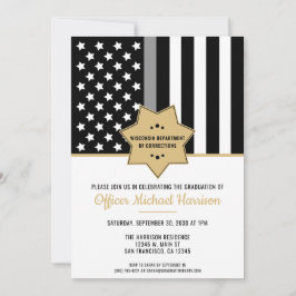 Invitación Fiesta de graduación de la línea gris del oficial 
