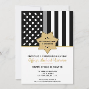 Invitación Fiesta de graduación de la línea gris del oficial 