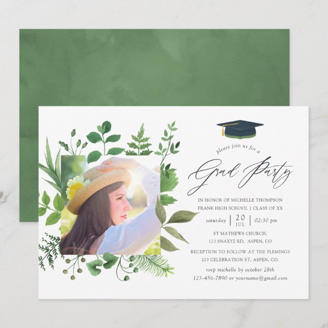 Invitación Fiesta de Graduación de la Naturaleza de los Bosqu (Anverso / Reverso)