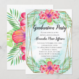 Invitación Fiesta de graduación de la playa Hibiscus Flower W