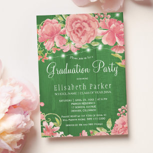 Invitación Fiesta de graduación de las peonías de rosas ruido