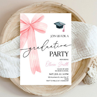 Invitación Fiesta de Graduación de Lazo Rosa