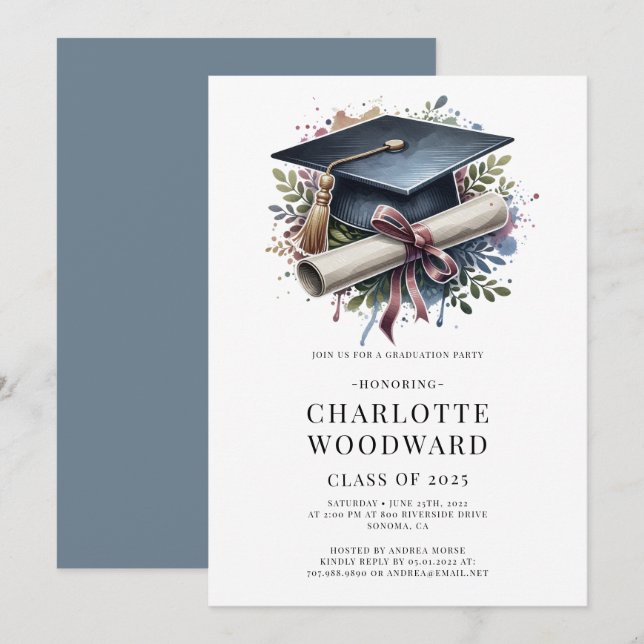 Invitación Fiesta de Graduación de Licenciatura y Diploma (Anverso / Reverso)