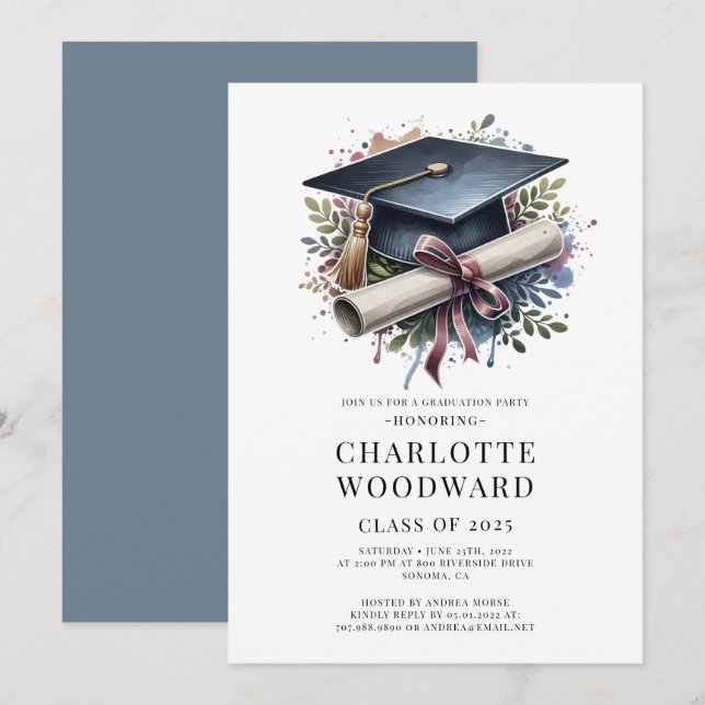 Invitación Fiesta de Graduación de Licenciatura y Diploma 202 (Anverso / Reverso)