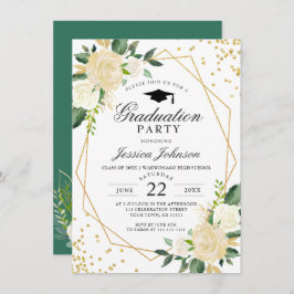 Invitación Fiesta de Graduación de Marco Moderno con Floral D