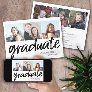 Invitación Fiesta de graduación de moda anunciada con 6 fotos