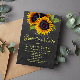 Invitación Fiesta de graduación de moda rústica de girasoles 