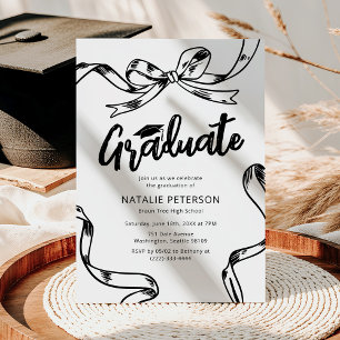 Invitación Fiesta de Graduación de Modern Doodle Bow