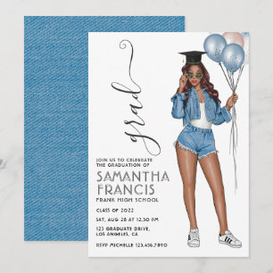 Invitación Fiesta de graduación de niña con tema de mezclilla