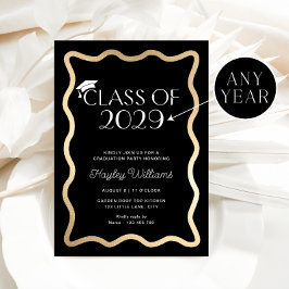 Invitación Fiesta de Graduación de Onda de Oro Negro