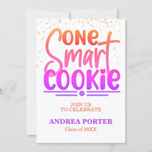 Invitación Fiesta de Graduación de One Smart Cookie (Anverso)