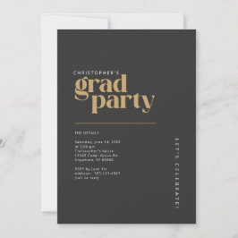 Invitación Fiesta de Graduación de Oro Carbón Moderno 2026