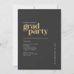 Invitación Fiesta de Graduación de Oro Carbón Moderno 2026