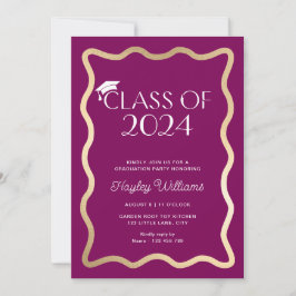 Invitación Fiesta de graduación de Oro de Oro de Ola