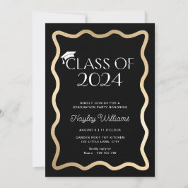 Invitación Fiesta de graduación de Oro Negro Oro Oleado