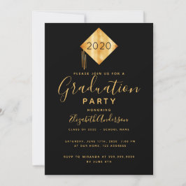Invitación Fiesta de graduación de oro negro superior 2025