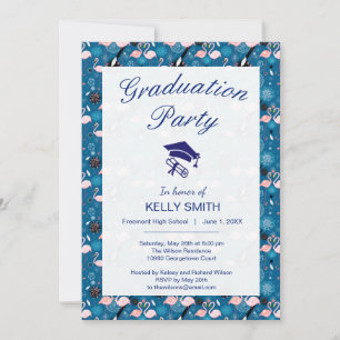 Invitación Fiesta de graduación de patrones de flamencos flam
