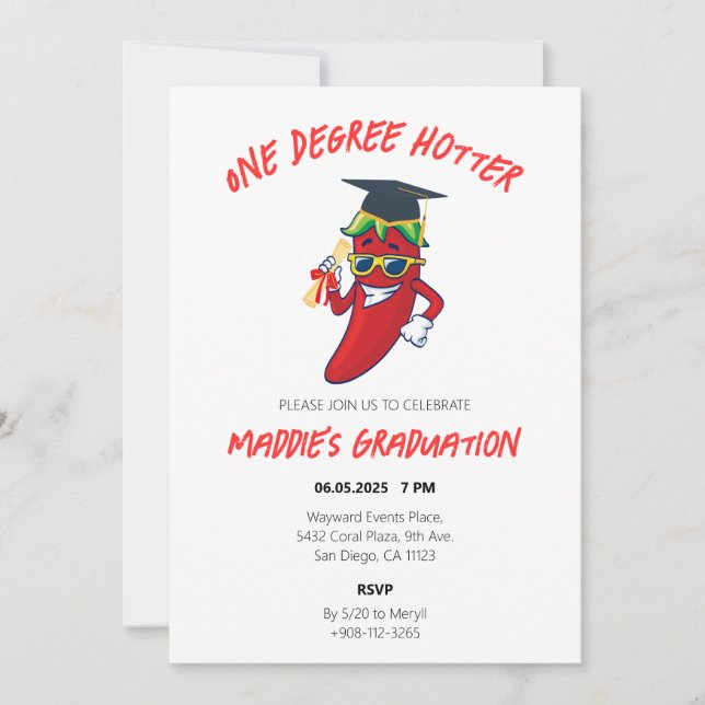 Invitación Fiesta de graduación de Pepper con un grado más ca (Anverso)