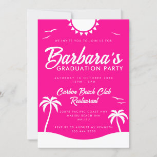 Invitación Fiesta de graduación de Playa de Verano Girly Hot 