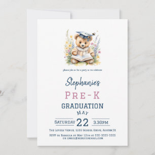 Invitación Fiesta de Graduación de Pre-K Osito de Peluche Lin