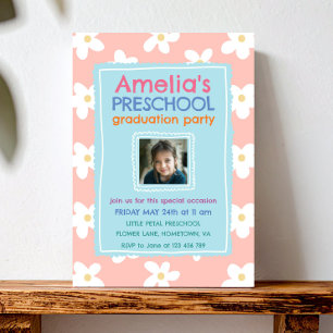 Invitación Fiesta de Graduación de Preescolar con Foto de Flo