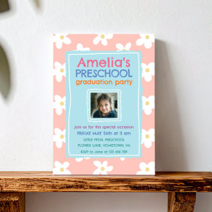 Invitación Fiesta de Graduación de Preescolar con Foto de Flo