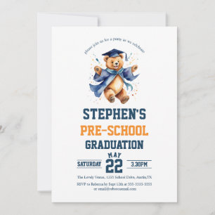 Invitación Fiesta de Graduación de Preescolar Oso de Peluche 