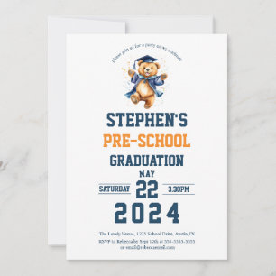 Invitación Fiesta de Graduación de Preescolar Oso Teddy Adora