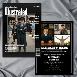 Invitación Fiesta de Graduación de Revista Cuatro Fotos Negra