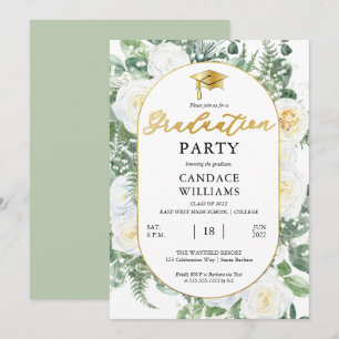 Invitación Fiesta de Graduación de Rosas Blancas con Marco Do