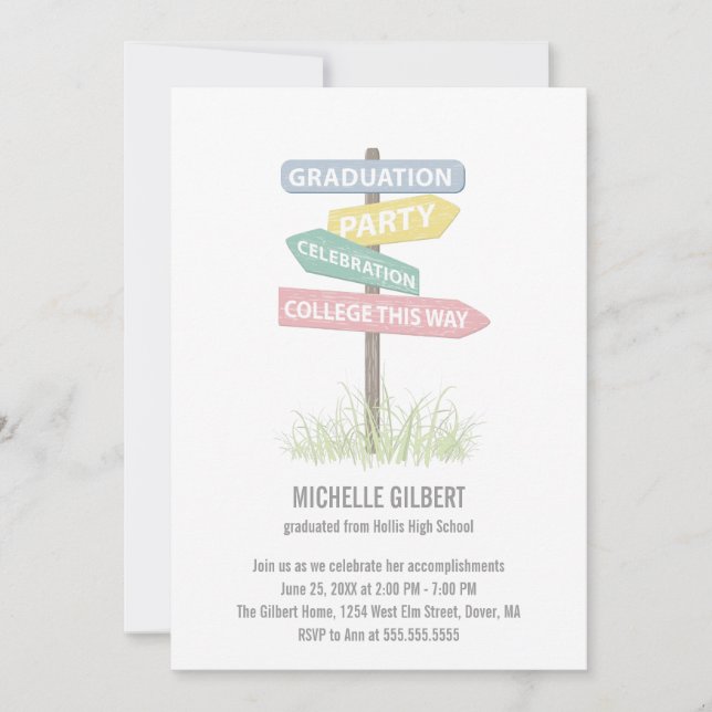 Invitación Fiesta de graduación de Rótulo callejero (Anverso)