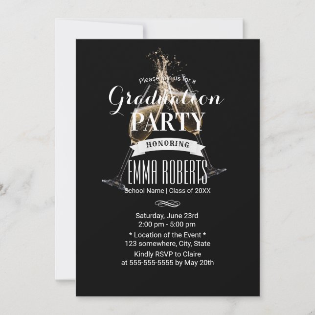 Invitación Fiesta de Graduación de Salud Tostada de Champagne (Anverso)