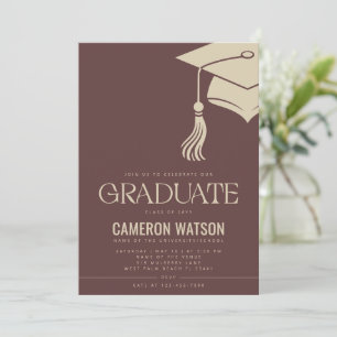 Invitación Fiesta de Graduación de Sombrero y Borla Minimalis