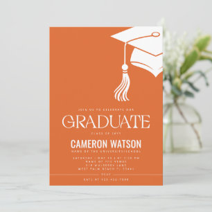 Invitación Fiesta de Graduación de Sombrero y Borla Minimalis