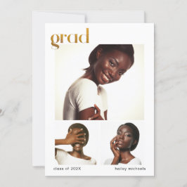 Invitación Fiesta de graduación de tres Collages de fotos Fau