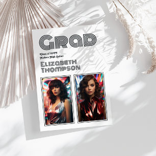 Invitación Fiesta de graduación de Typography Retro Disco de 