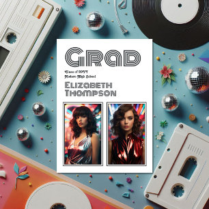 Invitación Fiesta de graduación de Typography Retro Disco de 