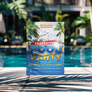 Invitación Fiesta de Graduación de Verano en la Piscina con F