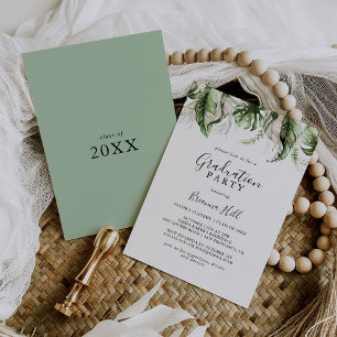 Invitación Fiesta de Graduación de Verdor Tropical de Oro