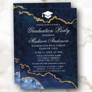Invitación Fiesta de graduación del árido de mármol de oro az