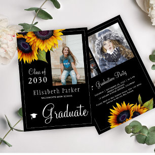 Invitación Fiesta de graduación del collage de oro de girasol