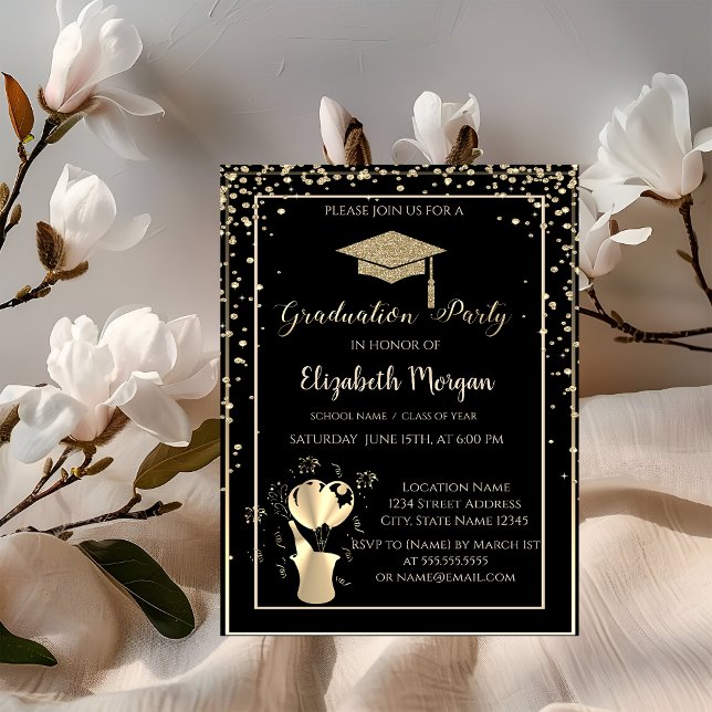 Invitación Fiesta de graduación del marco del casquillo de la (Subido por el creador)