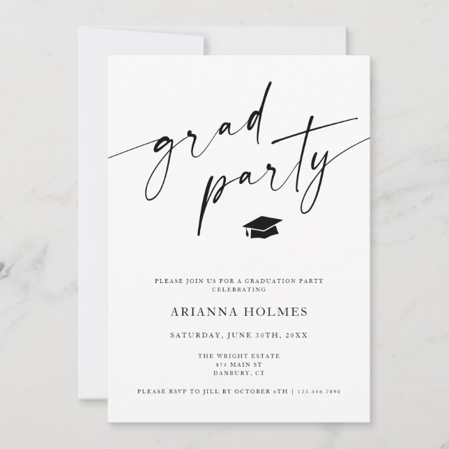 Invitación Fiesta de Graduación del Partido minimalista (Anverso)