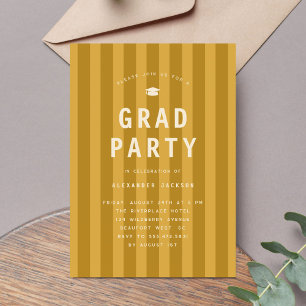 Invitación Fiesta de Graduación Deportiva con Rayas Amarillas