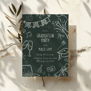 Invitación Fiesta de Graduación Divertida con Garabatos