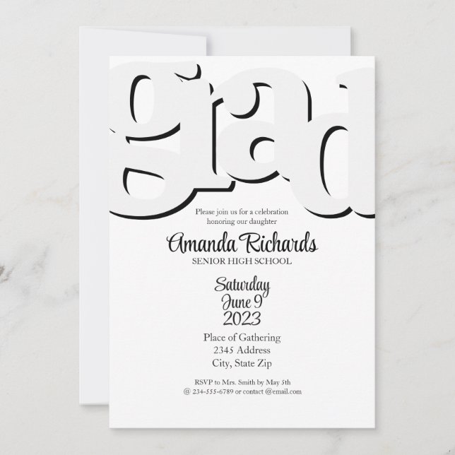 Invitación FIESTA DE GRADUACIÓN DIVERTIDA Y ATREVIDA Invitaci (Anverso)