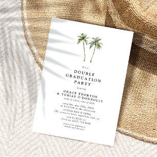 Invitación Fiesta de Graduación Doble Minimalista de Palma