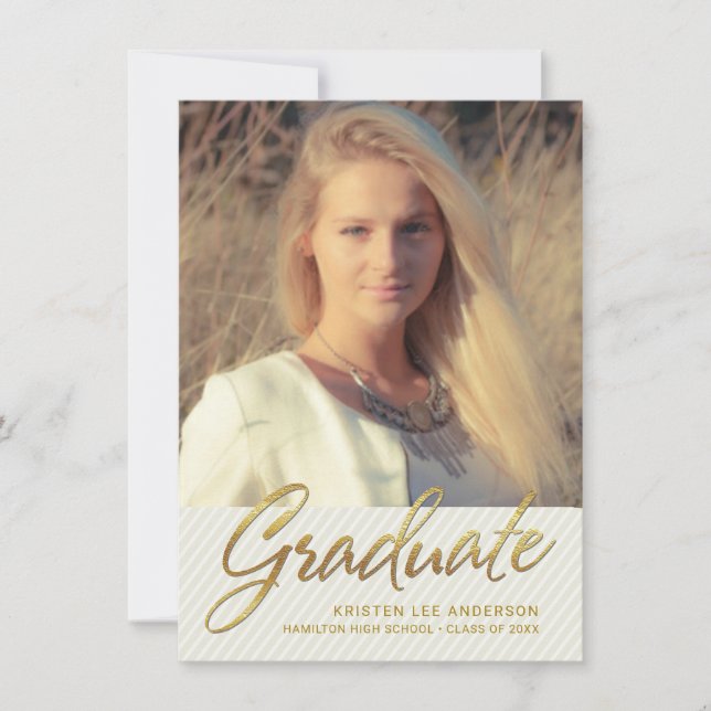 Invitación Fiesta de graduación - el Pin sofisticado raya la (Anverso)
