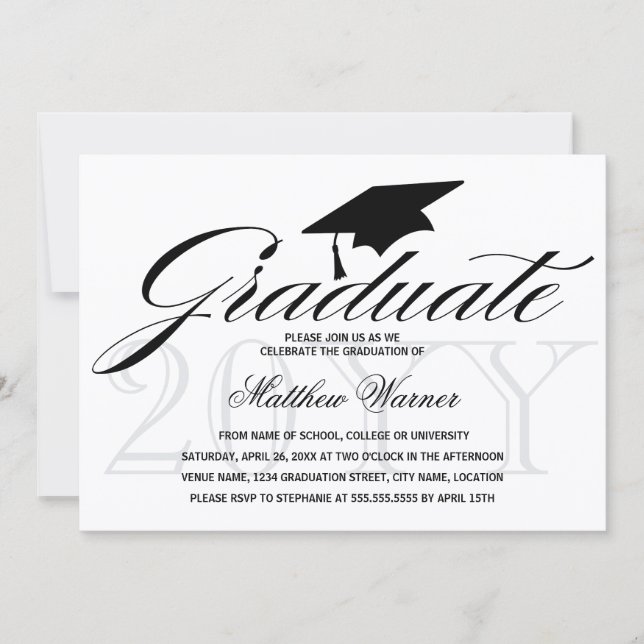 Invitación Fiesta de Graduación Elegante (Anverso)