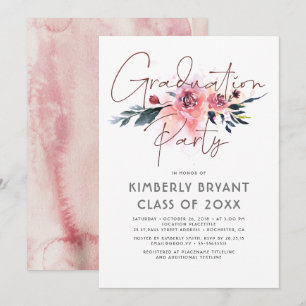 Invitación Fiesta de graduación elegante con color de agua co